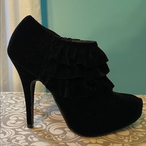 Ruffled Bootie Heels
